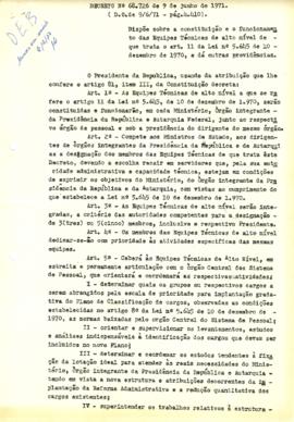 Decreto nº 68.726 de 9/6/1971 - dispõe sobre a constituição e o funcionamento das equipes técnica...