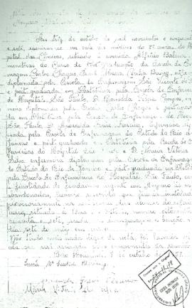 Ata da reunião de criação do Amparo Maternal - 07/10/1957 (cópia do livro de atas de reuniões)