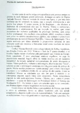 Um depoimento - Marina de Andrade Resende