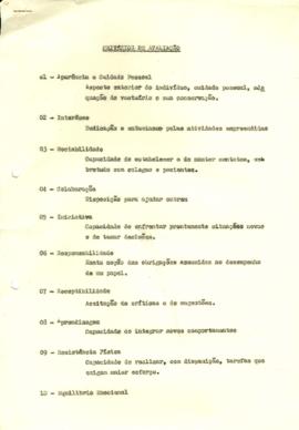 Critérios de avaliação do ensino prático - década de 1950