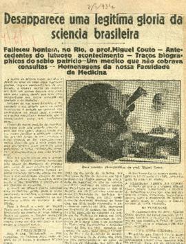 Desapparece uma legitima gloria da sciencia brasileira