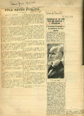 Pela Saude Publica e Centenario de um scientista que beneficiou a Humanidade