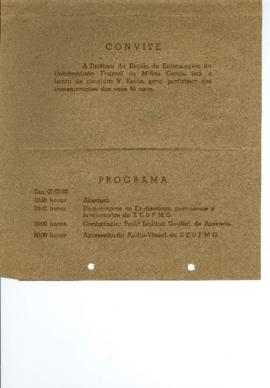 Convite para a comemoração dos 50 anos da EEUFMG - 1983