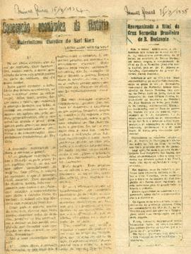 Concepção econômica da História e Reorganizada a filial da Cruz Vermelha Brasileira de BH