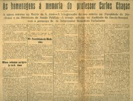 O Conselho Consultivo concluiu.. e As homenagens a memoria do professor Carlos Chagas