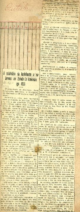 A estatística da Assistência a entermos no Estado do Amazonas em 1933