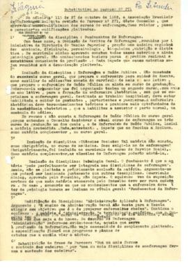 Substitutivo ao Parecer nº. 271 - 27/10/1962 - Aprova o currículo mínimo dos cursos de enfermagem...