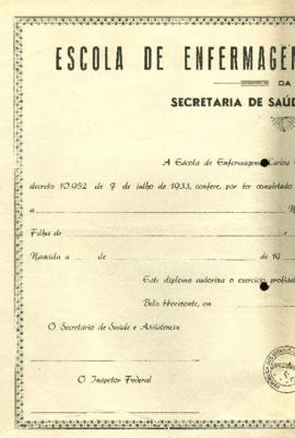 Diploma do Curso Geral de Enfermagem Carlos Chagas