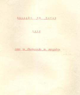Relação de Notas - 1966 - Pós Grad. em Obstetrícia