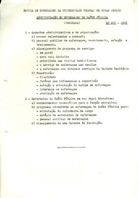 Programa de Administração em Enfermagemde Saúde Pública