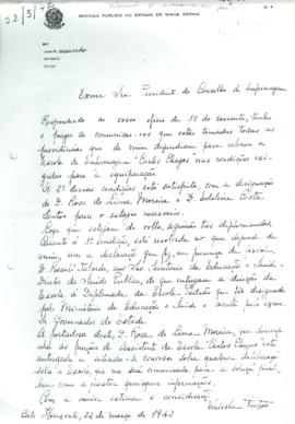 Cópia de carta de Waleska ao Presidente do Conselho de Enfermagem