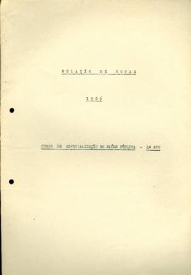 Relação de Notas 4 ano - 1966 Curso de especialização em saúde pública