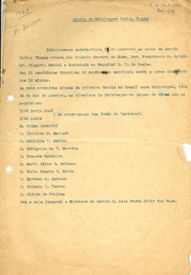 Relação das alunas da 1ª turma da EECC -1933 (documento original)